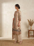 Elegant Beige Printed Kurti and Pants Set with Scarf