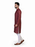 maroon printed kurta set for men with pajama blend cotton festive ethnic wear