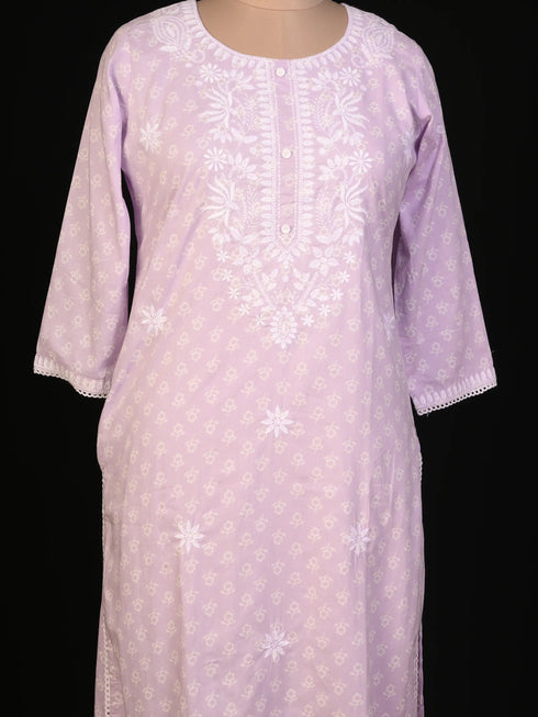 Purple Embroidered kurti set