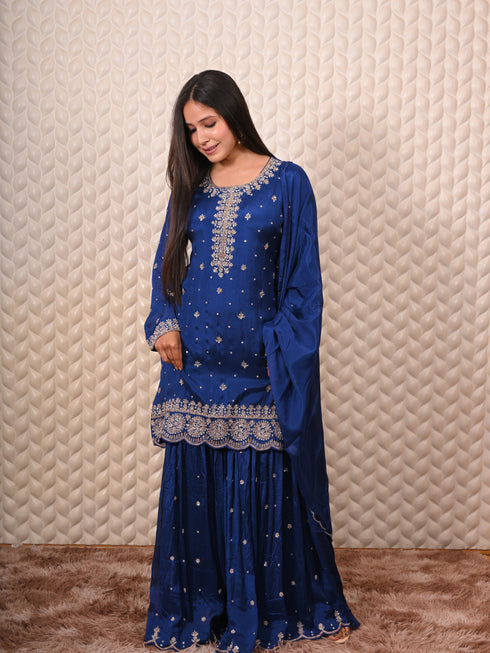 Heavy Zardozi Work Blue Kurti