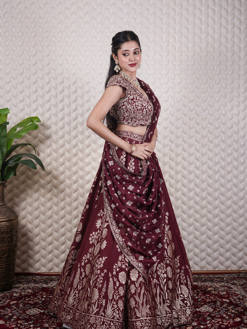 Dori Embroidered Lehenga with Alia Cut Blouse