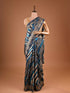 Blue Leheriya Print Saree with Weaving Design