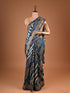 Blue Leheriya Print Saree with Weaving Design