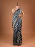 Blue Leheriya Print Saree with Weaving Design