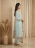 Elegant Sky Blue Kurta Set with Floral Print Dupatta