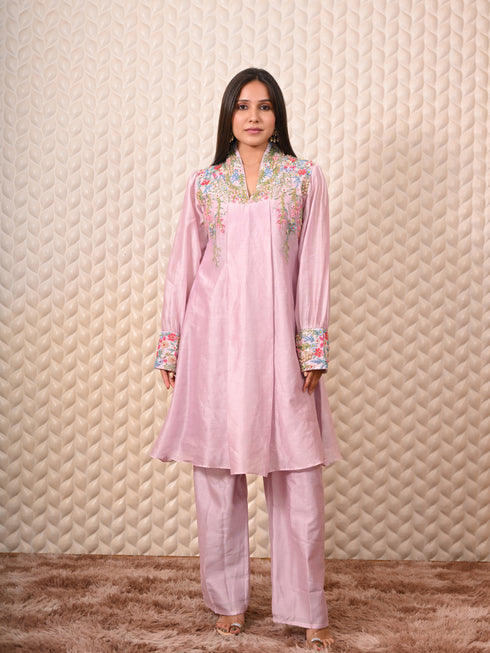 Purple Heavy Thread Work Kurti