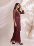 Elegant Maroon Embroidered Kurta and Sharara Set