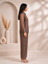 Elegant Grey Sheer Co-ord Set with Statement Neckline Embellishment