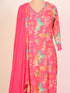 Pink Cotton Kurti With Mirror Work