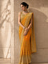Mustard Yellow Hand Embroidered Designer Saree