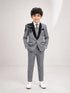 Boys Grey 3-Piece Formal Suit with Black Embellished Blazer