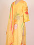 Yellow Cotton Floral Print Kurti Set