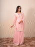 Pink Chinon Kurti Set With Kardana Work