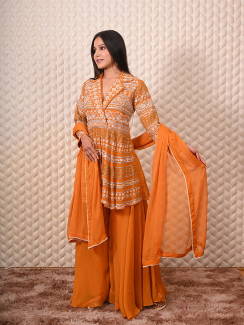 Yellow Kurti Moti & Kardana Work