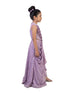 purple embellished party gown for girls with draped design synthetic kids ethnic dress