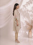 Elegant Beige Striped Kaftan Top with Mirror Work Neckline