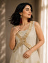 Beige Embroidered A-Line Kurta Set with Straight Pants