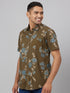 Men Olive Floral Print Sustainable Casual Shirt