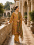Elegant Mustard Floral Print Kurta Set with Matching Pants and Dupatta
