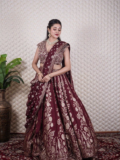 Dori Embroidered Lehenga with Alia Cut Blouse