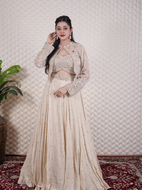 Sequin Embroidered Lehenga with Chid Work
