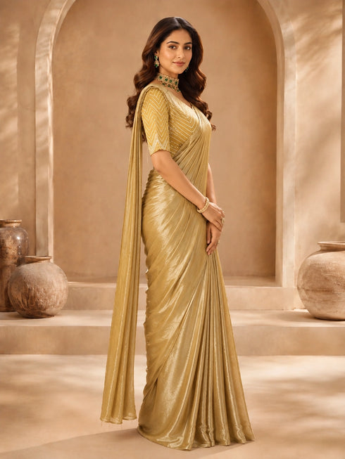 Elegant Gold Silk Saree with Designer Blouse | Premium Party Wear Saree