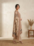 Elegant Beige Printed Kurti and Pants Set with Scarf