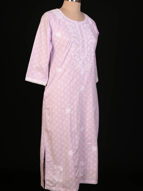 Purple Embroidered kurti set