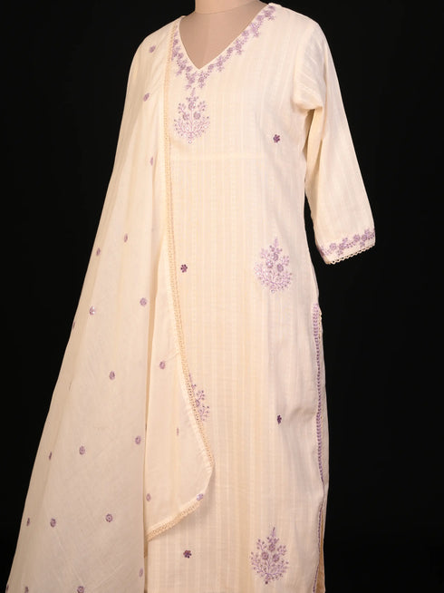 White Kurti set with Sequin & Thread Work
