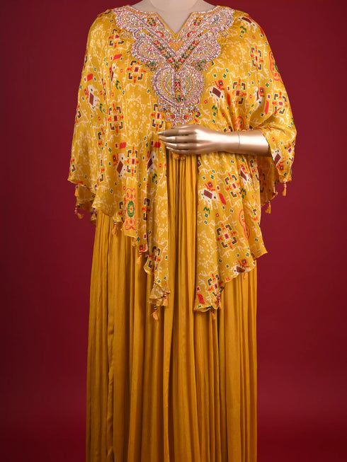 Mustard Gown with Gota Patti and Zari Work
