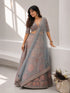 Grey Floral Woven Lehenga Set with Embroidered Blouse & Soft Net Dupatta