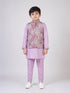 Lavender Printed Kurta Set with Nehru Jacket for Boys – Festive Ethnic Wear