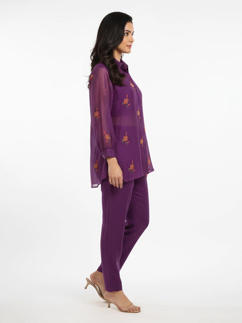 Rani pink gold printed kurti