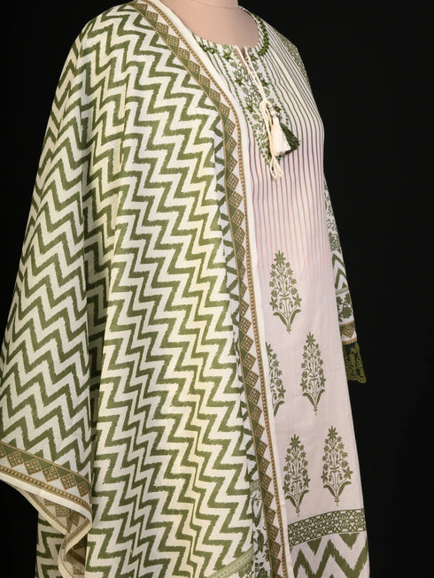 Green Kurti with Pipe & moti Work