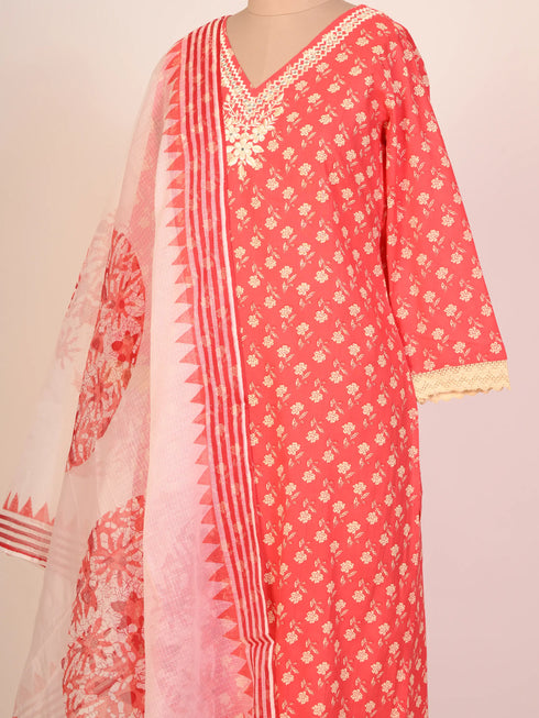 Red Kurti set with mirror work