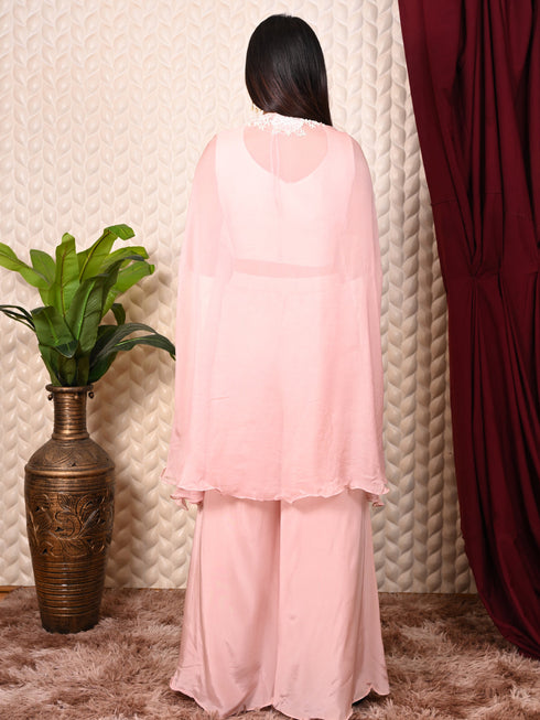 White Thread Embroidered Indo-Western Set