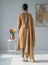 Elegant Golden Embroidered Kurta Set with Dupatta