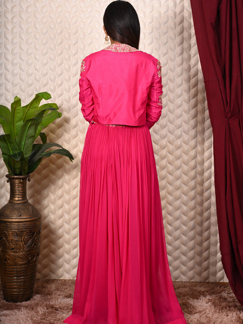 Rani Indo-western set with Thread Work