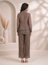 Elegant Grey Sheer Co-ord Set with Statement Neckline Embellishment