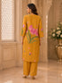Vibrant Mustard Floral Print Kurta Set with Palazzo Pants