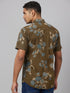 Men Olive Floral Print Sustainable Casual Shirt