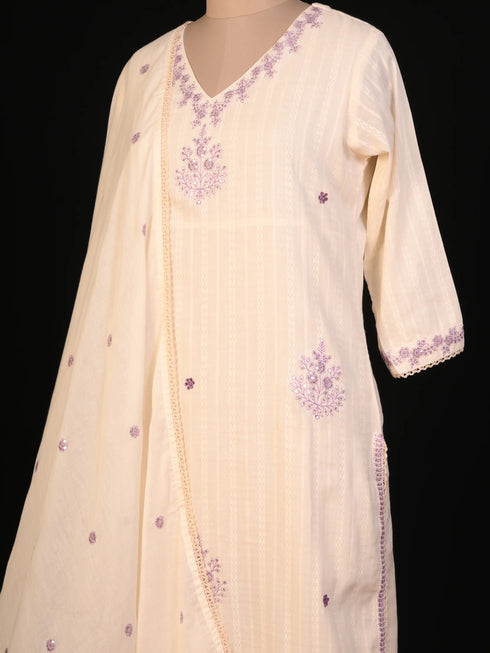 White Kurti set with Sequin & Thread Work