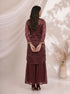 Elegant Maroon Embroidered Kurta and Sharara Set