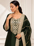 Mehendi Embroidered Kurti Set with Dupatta & Patiala Pants
