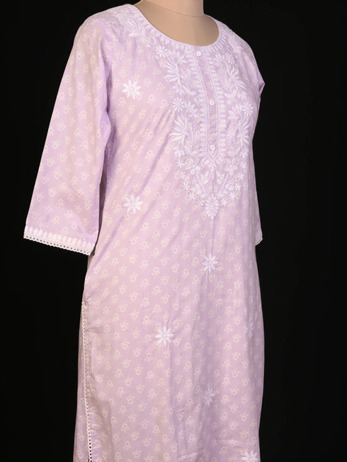 Purple Embroidered kurti set