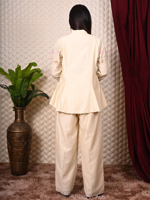 Multi color Thread embroidered Indo Western Set