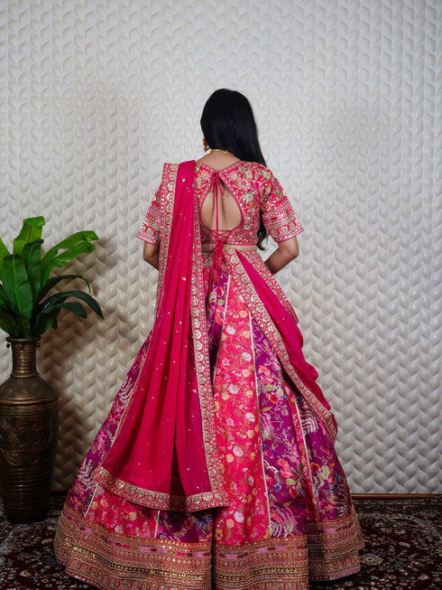 Pink Lehenga With Machine Work