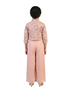 peach printed co ord set for girls with jacket and pants satin silk ethnic party wear kids outfit