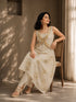 Beige Embroidered A-Line Kurta Set with Straight Pants