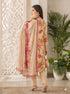 Elegant Brown Floral Print Kurta Set with Dupatta